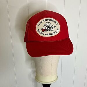 Vintage Nissun Lost Dutchman’s Mining Association Red Snapback Hat Cap